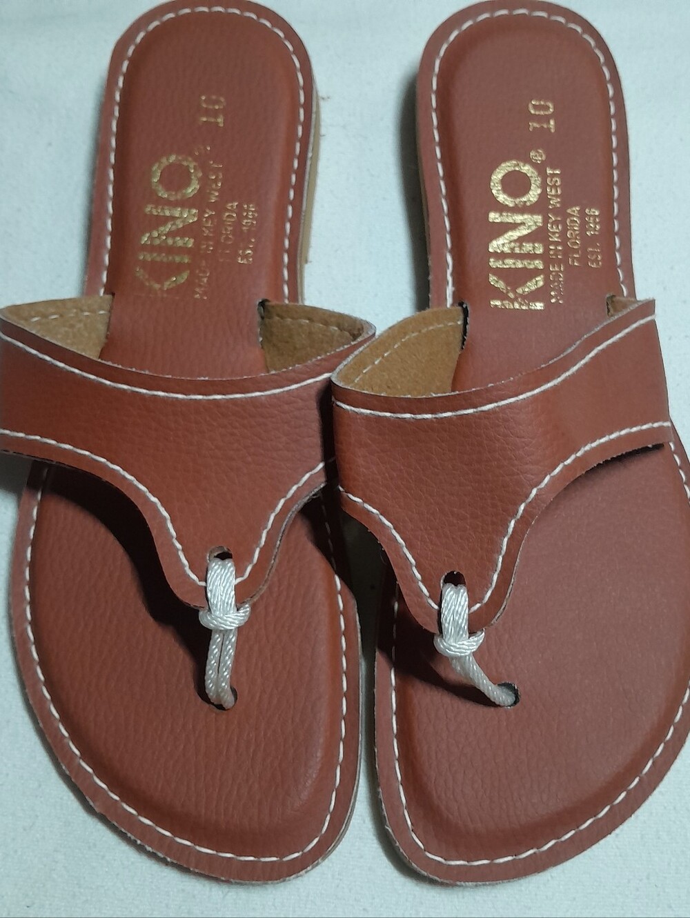 KINO Women's Brown Toe-Ring Slide Sandals